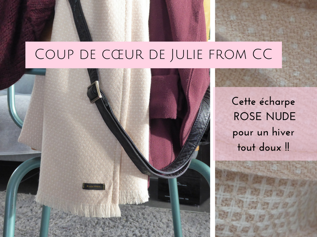 coup-de-cœur-juliefromcc-echarpe-facettes-rose-nude-laine-acrylique-gaufré-pois-juliefromcc